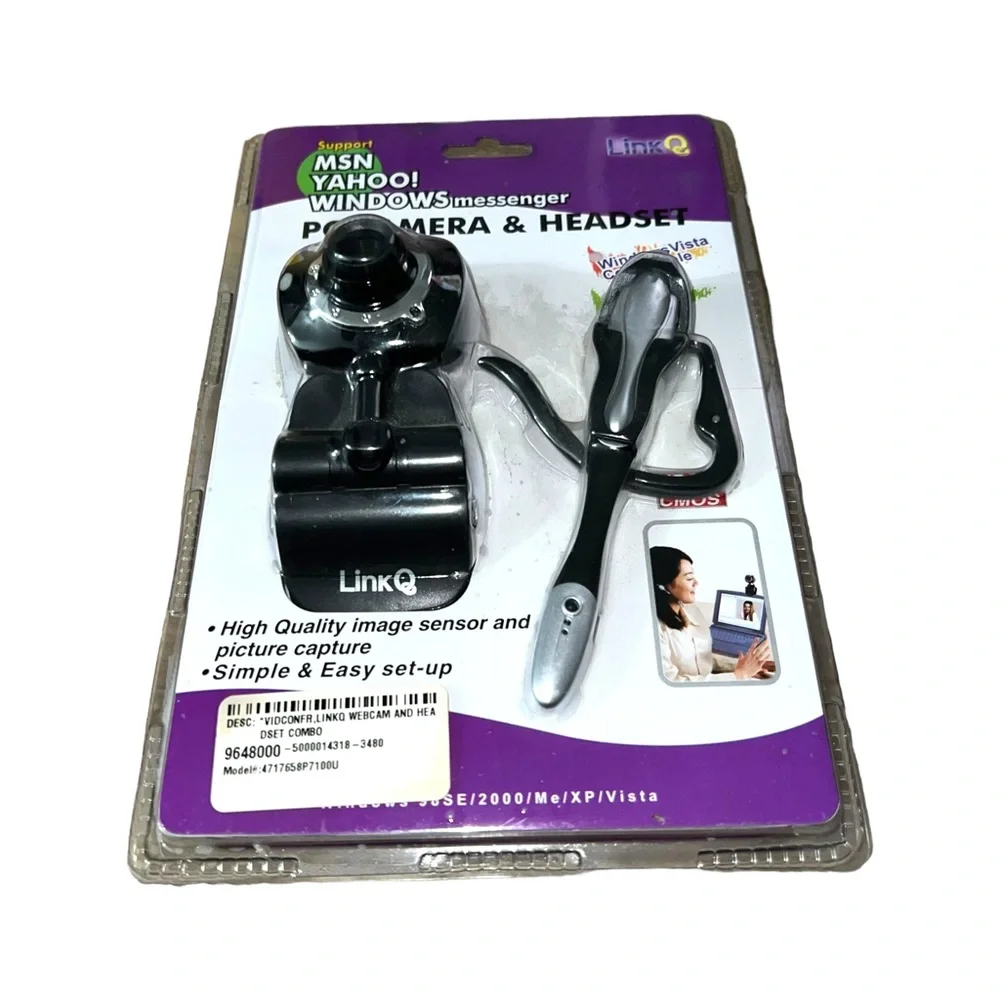 LinkQ PC Camera & Headset Supports MSN Yahoo Windows Messenger New In Box Rare